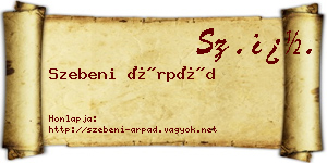 Szebeni Árpád névjegykártya